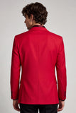 Notched Lapel Red One Button Sequins Men's Prom Blazer