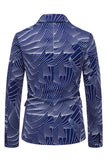Grey Blue Notched Lapel One Button Men's Prom Blazer
