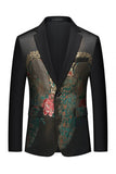 Black Peak Lapel One Button Embroideried Men's Prom Blazer