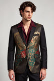 Black Peak Lapel One Button Embroideried Men's Prom Blazer