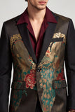 Black Peak Lapel One Button Embroideried Men's Prom Blazer