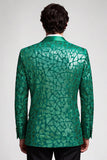 Sequins Peacock Green One Button Notched Lapel Men's Prom Blazer