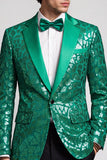 Sequins Peacock Green One Button Notched Lapel Men's Prom Blazer