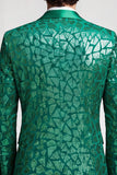 Sequins Peacock Green One Button Notched Lapel Men's Prom Blazer