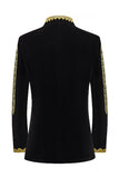 Black Golden Stand Collar Embroideried Men's Prom Blazer