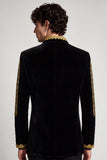 Black Golden Stand Collar Embroideried Men's Prom Blazer