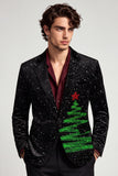Glitter Black Notched Lapel One Button Men's Prom Blazer