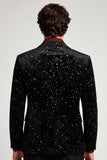 Glitter Black Notched Lapel One Button Men's Prom Blazer