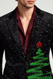 Glitter Black Notched Lapel One Button Men's Prom Blazer