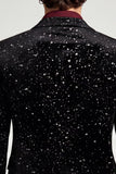 Glitter Black Notched Lapel One Button Men's Prom Blazer