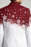 Red White Notched Lapel Single Breasted Christmas Printed Men's Prom Blazer