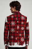 Notched Lapel Red White Single Breasted Christmas Printed Men's Prom Blazer