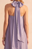 Light Purple A-Line Satin Strapless Maxi Wedding Guest Dress