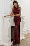 Black Halter Sequins Mermaid Long Choir Dress