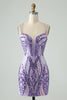 Load image into Gallery viewer, Sparkly Dark Purple Sequins Corset Graduation Dress with Lace-up Back