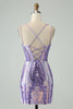 Load image into Gallery viewer, Sparkly Dark Purple Sequins Corset Graduation Dress with Lace-up Back