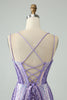 Load image into Gallery viewer, Sparkly Dark Purple Sequins Corset Graduation Dress with Lace-up Back