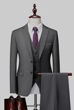 Dark Grey 2 Piece Notched Lapel Single Breasted Men's Suits