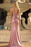 Sweetheart Blush Mermaid Corset Long Prom Dress with Slit