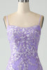 Load image into Gallery viewer, Mermaid Lilac Spaghetti Straps Long Prom Dress with Appliques