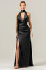 Load image into Gallery viewer, Peacock Sheath V-Neck Backless Long Bridesmaid Dress with Slit