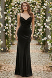 Mermaid Velvet Black Spaghetti Straps Long Holiday Dress