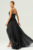 Load image into Gallery viewer, A-Line Spaghetti Straps Pleated Chiffon Eucalyptus Bridesmaid Dress with Slit