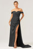 Load image into Gallery viewer, Sage Mermaid Off The Shoulder Pleated Satin Bridesmaid Dress with Slit