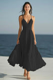 Ivory Spaghetti Straps Maxi A Line Rehearsal Dinner Dress
