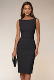Ivory Bodycon Bateau Neck Midi Work Dress