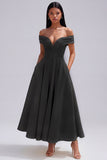 Off the Shoulder Yellow A-Line Ruched Maxi Dress with Pockets