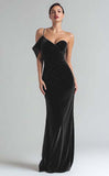 Dark Green Sheath Velvet One Shoulder Long Formal Dress