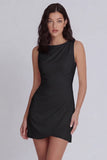Ivory Bodycon Round Neck Ruched Graduation Dress