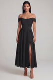 A-Line Off the Shoulder Yellow Corset Maxi Dress with Slit