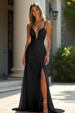 Sheath Champagne Stretch Satin Spaghetti Straps Long Prom Dress