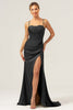 Load image into Gallery viewer, Sage Mermaid Spaghetti Straps Corset Satin Bridesmaid Dress with Slit