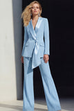 2 Piece Pink Peak Lapel Women's Work Suits with Sash