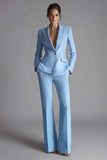 2 Piece Pink Peak Lapel Single Breasted Women's Work Suits
