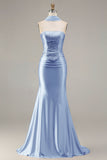 Strapless Champagne Two Piece Mermaid Beaded Convertible Long Prom Dress with a Neck Scarf