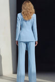 2 Piece Pink Peak Lapel Women's Work Suits with Sash