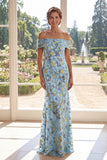 Off the Shoulder Green Mermaid Embroidered Mother Of the Bride Dress