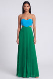 A-Line Pink and Orange Sweetheart Pleated Maxi Dress