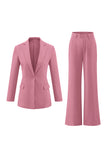 Fuchsia 2 Piece Long Sleeves Work Suits with Pockets