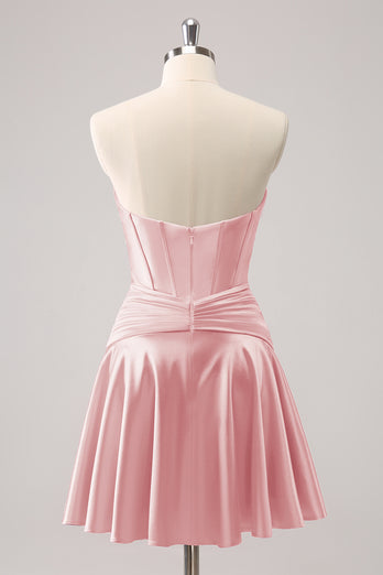 Fuchsia A-Line Sweetheart Corset Short Graduation Dress