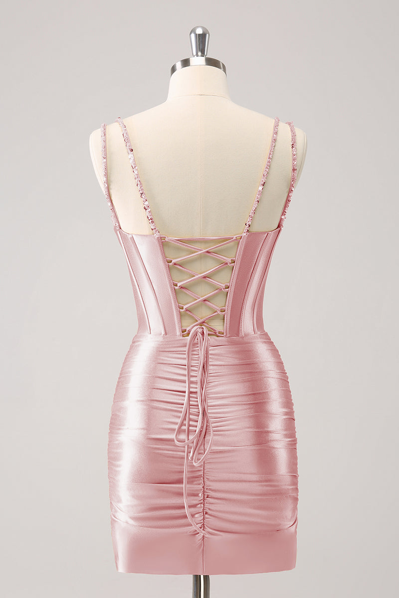 Load image into Gallery viewer, Golden Spaghetti Straps Bodycon Graduation Dress with Sequins