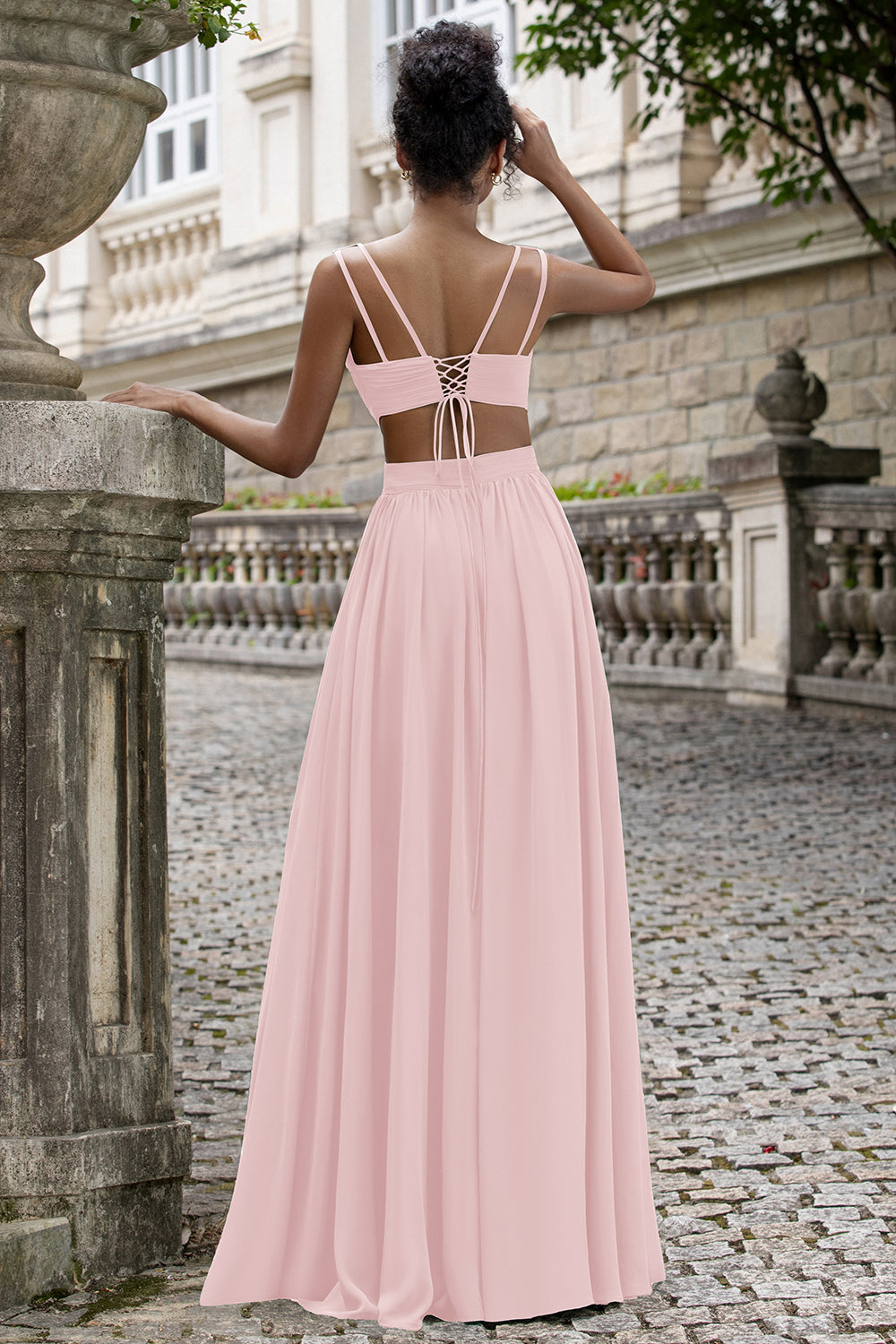 Dark Green A Line V Neck Pleated Chiffon Long Bridesmaid Dress with Lace-up Back Dark Green A Line V Neck Pleated Chiffon Long Bridesmaid Dress with Lace-up Back