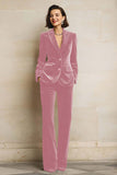 Velvet 2 Piece Plum Peak Lapel Single Breasted Women's Suits