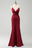 Load image into Gallery viewer, Purple Mermaid Spaghetti Straps Hollow Out Twist Front Bridesmaid Dress