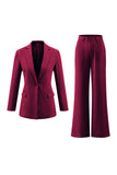 Fuchsia 2 Piece Long Sleeves Work Suits with Pockets