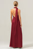 Load image into Gallery viewer, Peacock Sheath V-Neck Backless Long Bridesmaid Dress with Slit